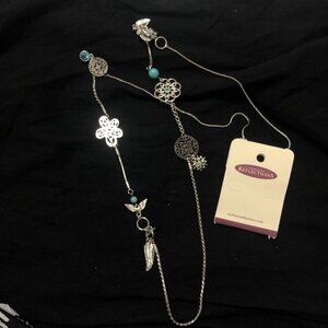 Silver and turquoise necklace with charms